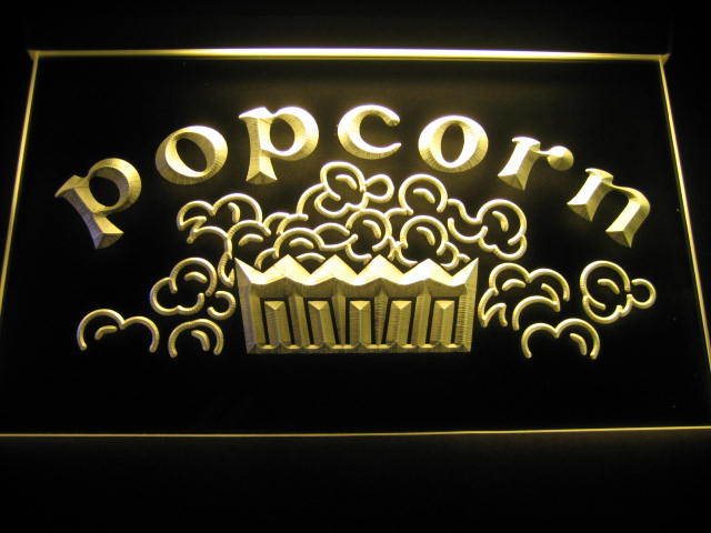 Popcorn Movies Display Neon Light Sign Green